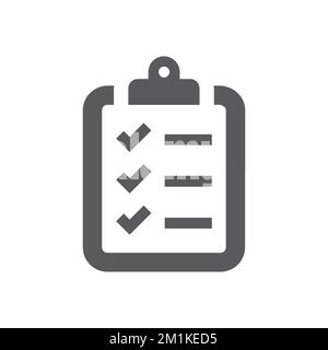 Clipboard checklist black vector icon. Clip board with tick or checkmark symbol. Stock Vector