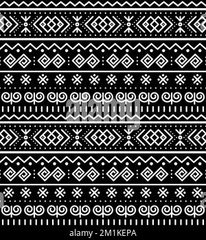 Slovak tribal folk art vector seamless geometric pattern inspired by traditional painted houses from village Cicmany in Zilina region, Slovakia Stock Vector