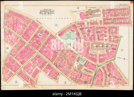 Atlas of the city of Boston : city proper and Roxbury : plate 1 , Boston Mass., Maps, Real property, Massachusetts, Boston, Maps, Landowners, Massachusetts, Boston, Maps Norman B. Leventhal Map Center Collection Stock Photo