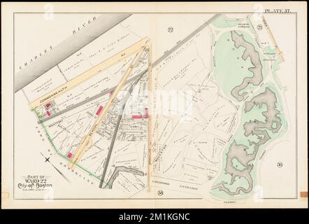 Atlas of the city of Boston : city proper and Roxbury : plate 37 , Boston Mass., Maps, Real property, Massachusetts, Boston, Maps, Landowners, Massachusetts, Boston, Maps, Fenway Boston, Mass., Maps Norman B. Leventhal Map Center Collection Stock Photo