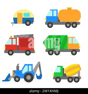 Set of toy vehicles. Vector illustration in a flat style Stock Vector