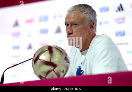 France manager Didier Deschamps during a press conference at the Main Media Centre in Doha, Qatar. Picture date: Tuesday December 13, 2022. Stock Photo