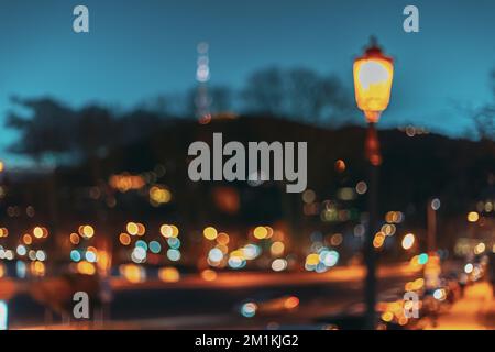Streetview Night Boke Bokeh Blurred Background. Blurred Boke Bokeh Background Of City Night Illumination. Abstract Blurred Bokeh Architectural Urban Stock Photo