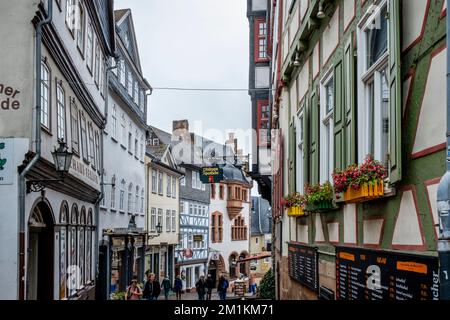 Colourful Buildings In The Old Town Of Marburg, Marburg-Biedenkopf  District, Germany. Stock Photo