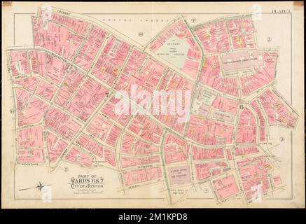 Atlas of the city of Boston, Boston proper and Roxbury : plate 1 , Boston Mass., Maps, Real property, Massachusetts, Boston, Maps, Landowners, Massachusetts, Boston, Maps Norman B. Leventhal Map Center Collection Stock Photo