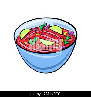 Vector Mexican traditional dish Soup Posoles drawn in flat cartoon style. Stock Vector