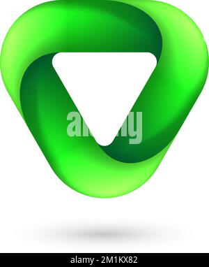 Abstract Infinite Impossible Loop Triangle Logo. Corporate Icon Logotype. Creative Square Infinity Green Concept. Logic Puzzle. Infinite Triangular Ri Stock Vector