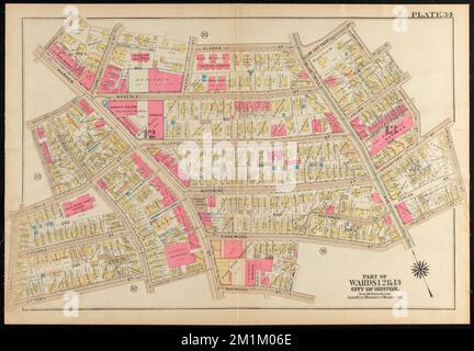 Atlas of the city of Boston, Roxbury : plate 34 , Boston Mass., Maps, Real property, Massachusetts, Boston, Maps, Landowners, Massachusetts, Boston, Maps, Roxbury Boston, Mass., Maps Norman B. Leventhal Map Center Collection Stock Photo