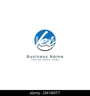 K I KI Initial letter handwritten and signature vector image template in round shape logo Stock Vector