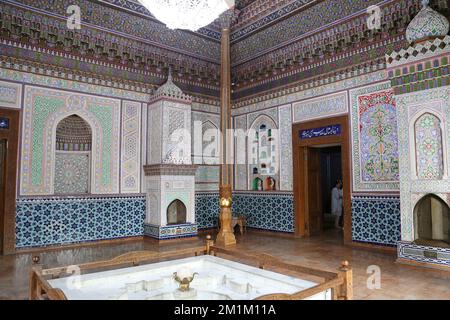 Main Hall, Museum of Applied Arts (former home of Alexander Polovtsev), Rakatboshi Street, South Tashkent, Tashkent Province, Uzbekistan, Central Asia Stock Photo