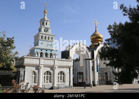 Holy Assumption Russian Orthodox Cathedral, Nukus Street, South Tashkent, Tashkent Province, Uzbekistan, Central Asia Stock Photo