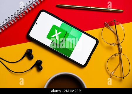 Poland. 10th Dec, 2022. In this photo illustration, a Microsoft Excel logo seen displayed on a smartphone. (Credit Image: © Mateusz Slodkowski/SOPA Images via ZUMA Press Wire) Stock Photo