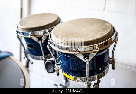 Bongos drums in recording studio Stock Photo