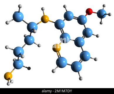 3D image of Primaquine skeletal formula - molecular chemical structure of Antimalarial medication isolated on white background Stock Photo