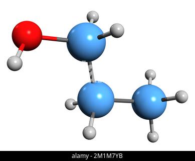 Propanol (n-propanol) solvent molecule. Skeletal formula Stock Photo ...