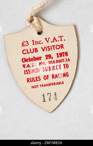 1970s racecourse entry tag Stock Photo