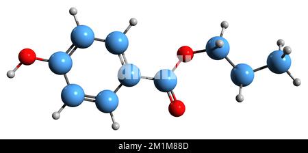 3D image of Propylparaben skeletal formula - molecular chemical ...