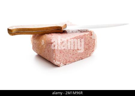 Luncheon meat isolated on the white background. Stock Photo