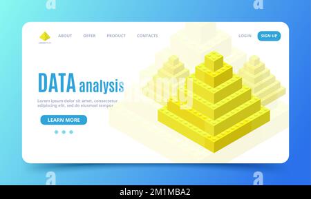 Concept white web template for data analysis for printing and design. Vector illustration. Stock Vector
