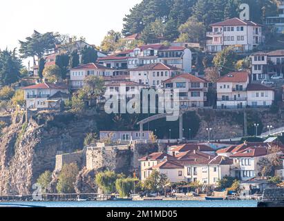 Ohrid old town in Macedonia, panorama landscape Stock Photo