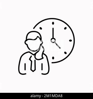 User profile with clock line icon. Public navigation, waiting hall symbol Stock Vector
