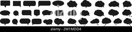 collection of black speech bubbles isolated on white background, vector illustration Stock Vector