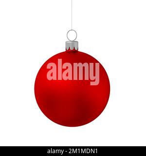 Christmas bauble isolated on white background. Red color. 3d illustration. Stock Photo