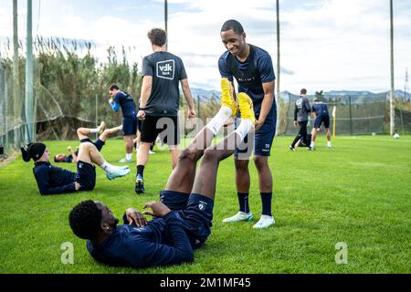 Gent's Malick Fofana pictured during a training session at the winter training camp of Belgian first division soccer team KAA Gent in Oliva, Spain, Tuesday 13 December 2022. BELGA PHOTO LUC CLAESSEN Stock Photo