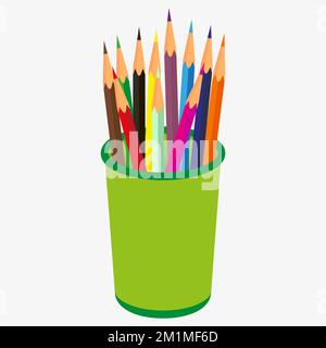 Premium Vector  Pencils in cup isolated coloring page for kids