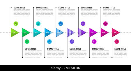 Infographic template with icons and 10 options or steps. Can be used for workflow layout, diagram, banner, webdesign. Vector illustratio Stock Vector