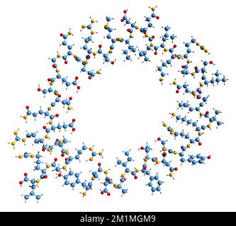 3D image of Growth hormone skeletal formula - molecular chemical structure of peptide hormone somatotropin isolated on white background Stock Photo