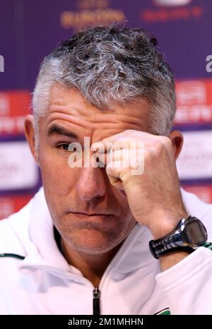 Hannover's head coach Mirko Slomka pictured during a press conference of German soccer team Hannover 96, in Liege, Tuesday 29 November 2011. Tomorrow Standard de Liege and Hannover 96 will play the fifth game of their Europa League group stage, in the group B. BELGA PHOTO MICHEL KRAKOWSKI Stock Photo