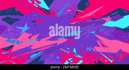 Trendy Metaverse Cyber Colorful Abstract Urban Street Art Graffiti Style Vector Illustration Template Background Stock Vector