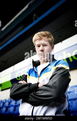 20120409 - GENK, BELGIUM : Pro League Team Racing Genk Soccer Player Kevin De Bruyne pictured at the Cristal Arena, Genk 9 April 2012. Stock Photo