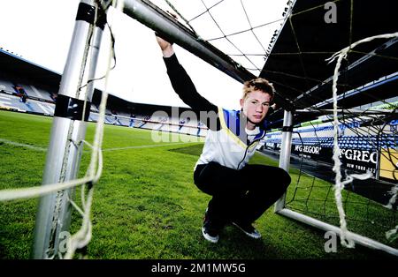 20120409 - GENK, BELGIUM : Pro League Team Racing Genk Soccer Player Kevin De Bruyne pictured at the Cristal Arena, Genk 9 April 2012. Stock Photo