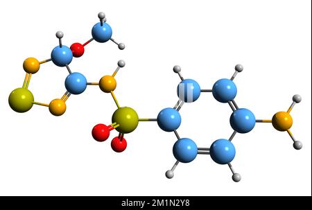 3D image of Sulfametrole skeletal formula - molecular chemical structure of sulfonamide isolated on white background Stock Photo