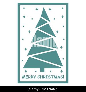 Multi layered 3D Christmas card with a papercut style Christmas tree, vector illustration, Laser cut paper. Stock Vector