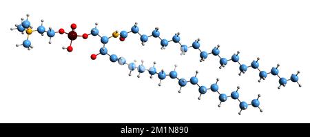 3D image of Sphingolipid skeletal formula - molecular chemical structure of  aliphatic amino alcohol example isolated on white background Stock Photo