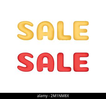 Sale 3d vector text. Isolated golden and red word Sale. Trendy three dimensional design elements for advertising banners. Stock Vector
