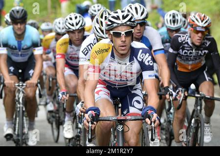 Belgian Bart De Clercq of Lotto - Belisol in action during the Belgian national cycling championship for men elite, Sunday 23 June 2013, in La Roche-en-Ardenne. BELGA PHOTO POOL PHOTO Stock Photo