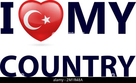 Heart with Turkish flag colors. I Love My Country - Turkey Stock Vector