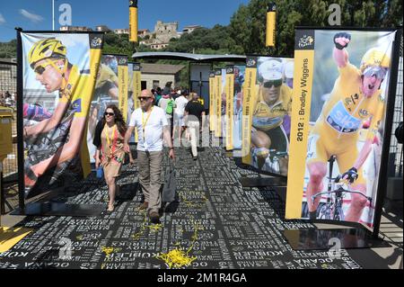 Illustration picture shows the departure village before the first stage of the 100th edition of the Tour de France cycling race, 212km from Porto-Vecchio to Bastia, Corsica, France, on Saturday 29 June 2013. BELGA PHOTO YORICK JANSENS Stock Photo