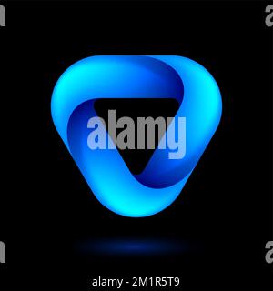 Abstract Infinite Impossible Loop Triangle Logo. Corporate Icon Logotype. Creative Square Infinity Blue Concept. Logic Puzzle. Infinite Triangular Rin Stock Vector
