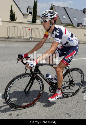 Belgian Bart De Clercq of Lotto - Belisol pictured during the tenth stage of the Tour de France, 197km from Saint-Gildas-des-Bois to Saint-Malo, France. Stock Photo