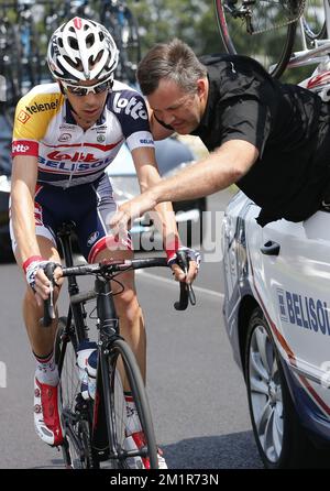 Belgian Bart De Clercq of Lotto - Belisol pictured during the fifteenth stage of the 100th edition of the Tour de France cycling race, 242km from Givors to Mont Ventoux, France, on Sunday 14 July 2013.  Stock Photo