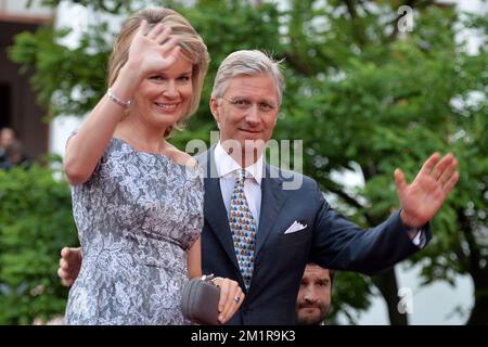 Belgium's royal family with Princess Mathilde (L-R), Prince Gabriel ...