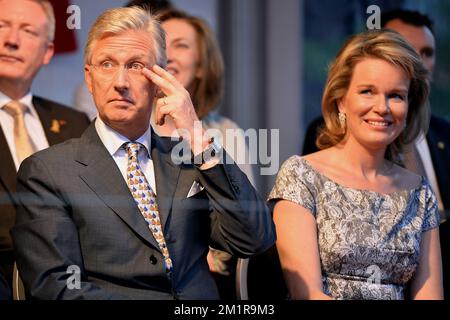 Belgium's royal family with Princess Mathilde (L-R), Prince Gabriel ...