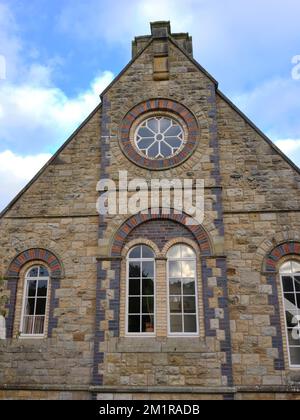 Stone detail on the converted Methodist Chapel in Rosedale Abbey. North Yorkshire Stock Photo