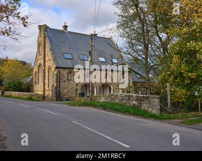 Holiday Cottage showing stone detail on the converted Methodist Chapel in Rosedale Abbey. North Yorkshire Stock Photo
