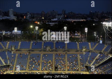 Illustration picture shows the Louis Armstrong Stadium during the official opening ceremony of the US Open Grand Slam tennis tournament, at Flushing Meadows, in New York City, USA, Monday 26 August 2013. The US Open starts on 26 August 2013. BELGA PHOTO YORICK JANSENS Stock Photo